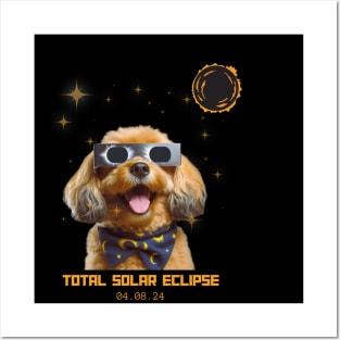 Total Solar Eclipse 2024 Cute Dog Wearing Solar Eclipse Glasses Posters and Art